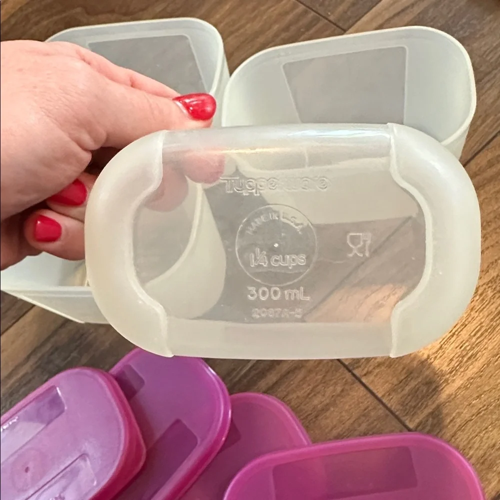 Tupperware Freezer Mate Set of 4 little plastic containers - 1 1/4 cups / 300 mL